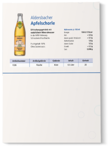 Datenblatt Aldersbacher Apfelschorle