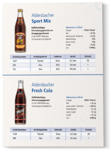 Datenblatt Aldersbacher Sport Mix und Fresh Cola Titelbild